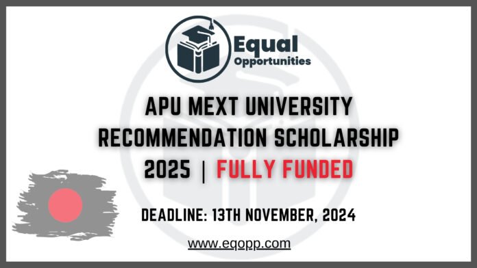 APU MEXT University Recommendation Scholarship 2025 Fully Funded