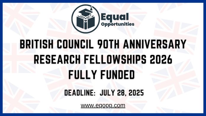 British Council 90th Anniversary Research Fellowships 2026 Fully Funded